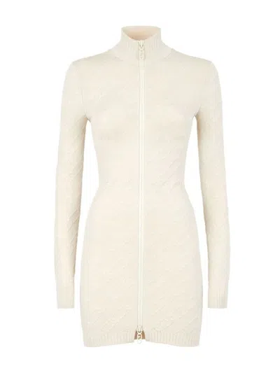 Fendi Dress White Viscose In 白色