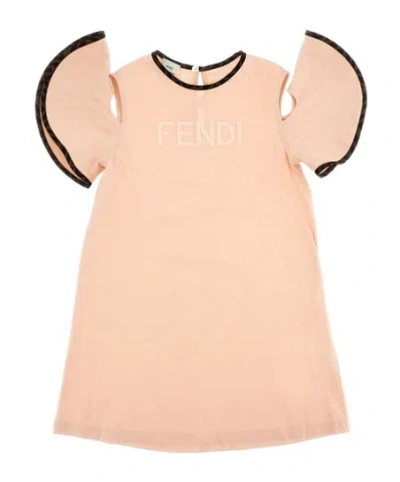 Fendi Dress With Logo In Nude