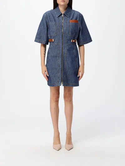 Fendi Dress Woman In Blue