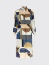 Fendi Midi Chemisier Patchwork Dress In Brown