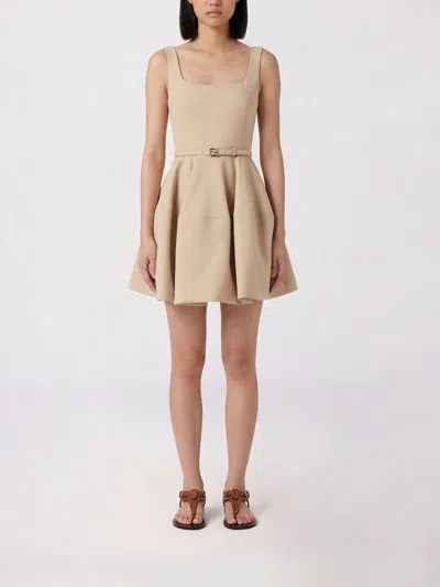 Fendi Abito Wool Silk In Metallic