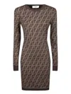 Fendi Ff Monogram Mini Dress In Brown