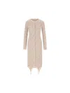 Fendi Embroidered Cotton Blend Dress In Beige