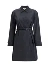 Fendi Belted Denim Shirt Mini Dress In Blue