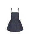 Fendi Ff Denim Dress Fitted Bodice Straps In Blue