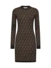 Fendi Ff Monogram Mini Dress In Brown