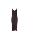 Fendi Sheer Overlay Midi Length Slip Dress In Cocoa/navy