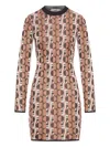 Fendi Pink Viscose Jacquard Dress In Brown