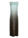 Fendi Silk Midi Dress With Gradient Design In Pale Blue