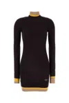 Fendi Plum Wool Blend Mini Dress For Women In Purple