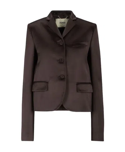 Fendi Duchess Satin Jacket In Black