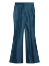Fendi Teal Blue Duchess Satin Trousers Women In Blue