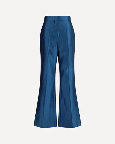 Fendi Women Tailored Silk Trousers In Blue