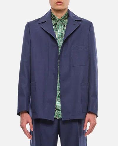 Fendi Dyed Wool Jacket In Blue