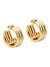Fendi Women Gold Colored Earrings With Triple Circle And F Motif In Bronze Woman In Gold