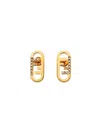 Fendi Crystal-embellished Metallic Earrings In Gold
