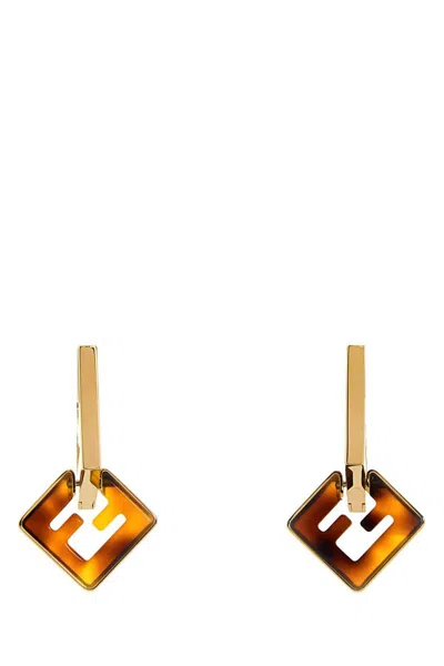 Fendi Women Printed Plexiglass And Metal Forever  Earrings In Multicoloured