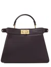 Fendi Small Peekaboo Iseeu Leather Bag With Cavallino Lining In Brown