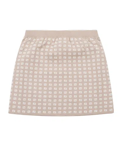 Fendi Elastic Waist Midi Skirt In Brown