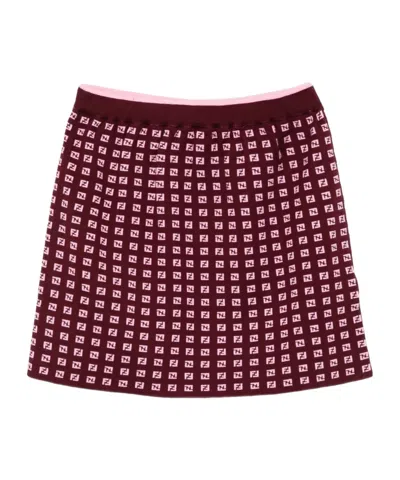 Fendi Elastic Waist Midi Skirt In Burgundy