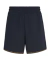 Fendi Dark Blue Ff Jacquard Bermuda Shorts In Black