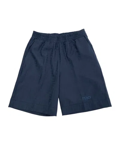 Fendi Elastic Waist Shorts In Blue