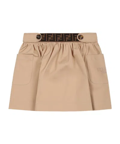 Fendi Elastic Waist Skirt In Nude