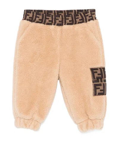 Fendi Kids' Elastic Waist Sweatpants In Beige