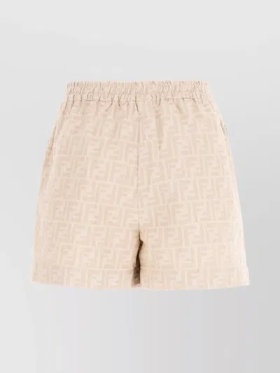 Fendi Elastic Waistband Cotton Blend Shorts