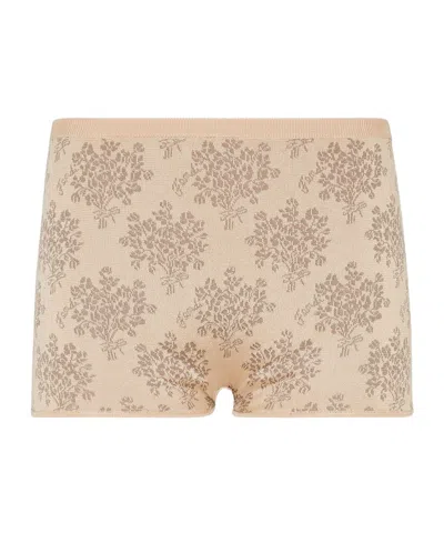 Fendi Elastic Waistband Shorts In Nude