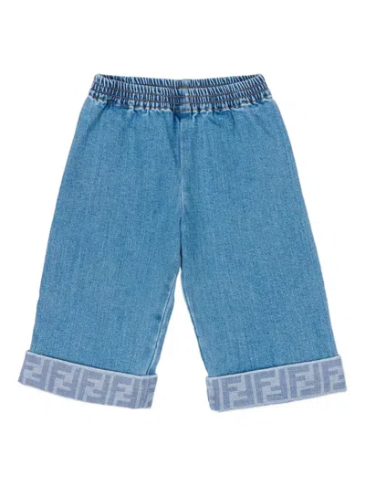 Fendi Babies' Elasticated Cuffed Trousers In Blue