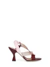 Fendi Elasticated Strap Leather Sandal In Burgundy