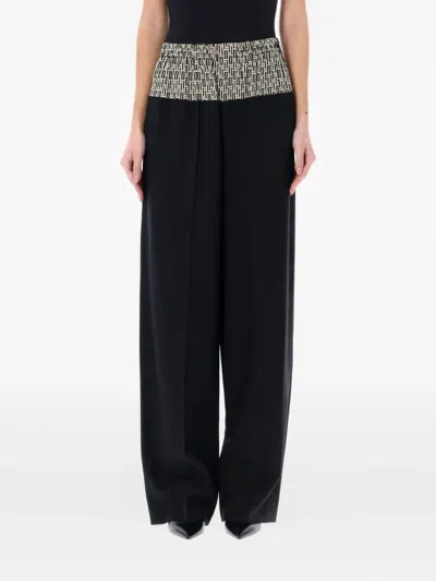 Fendi Elasticated-waistband Logo-print Trousers In Black
