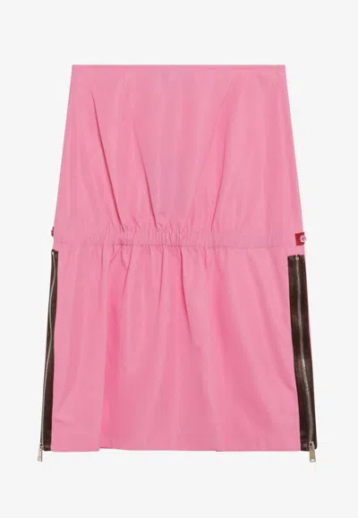 Fendi Elasticated Zip Midi Skirt In Pink