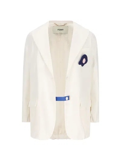 Fendi Elasticated-hem Blazer In Neutral