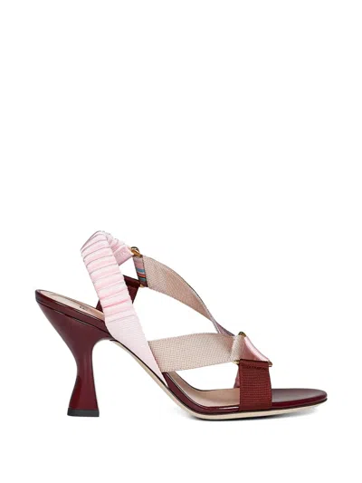 Fendi High-heeled Mesh And Multicolor Ayers Leather Slingbacks