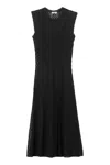 FENDI BLACK MIDI DRESS WITH MESH FABRIC AND REMOVABLE SLIP FOR WOMEN SS21