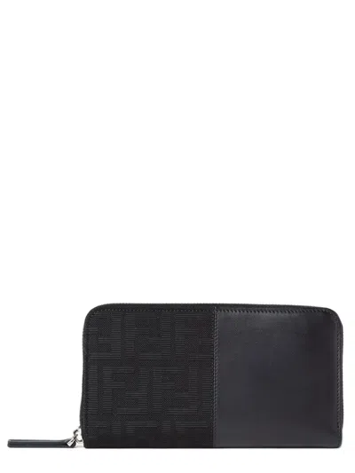 Fendi Elegant Compact Wallet In Durable Material In Blue
