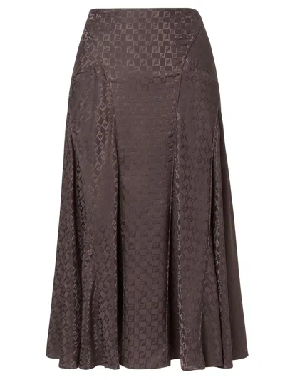 Fendi Elegant Midi Skirt With Flowing Silhouette - Size 38 In Brown