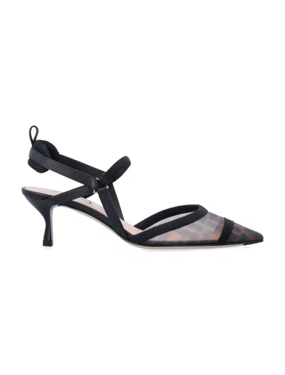 Fendi Elegant Slingback Heels With Mid-height Heel In Black