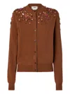 Fendi Cardigan Rust Ff Cashmere And Wool Cardigan In Brown