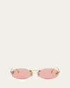 Fendi First Fe 4075us 30a Oval Sunglasses In Shiny Endura Gold  Bordeaux