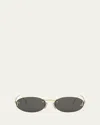 Fendi Fe4075us Oval-frame Metal Sunglasses In Shiny Endura Gold Smoke