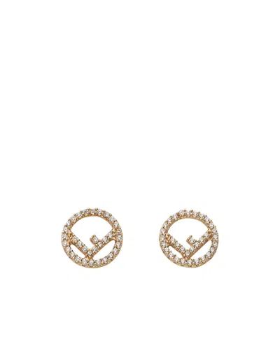 Fendi Embellished Logo Earrings In Golden