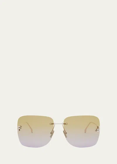 Fendi Embellished Logo Metal Butterfly Sunglasses In Gold