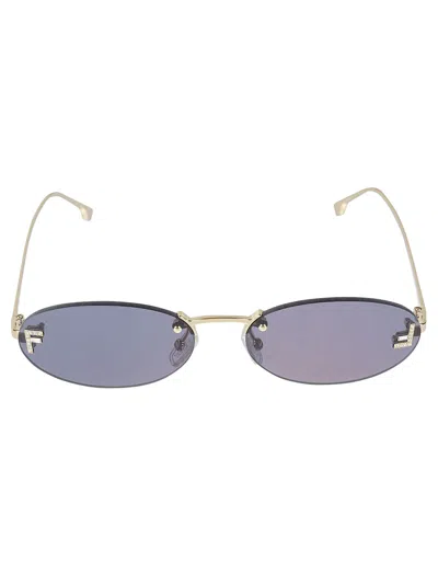 FENDI EMBELLISHED LOGO RIMLESS SUNGLASSES