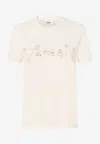 Fendi Beige Cotton And Linen T-shirt With Logo In White