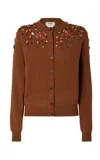Fendi Cardigan Rust Ff Cashmere And Wool Cardigan In Brown