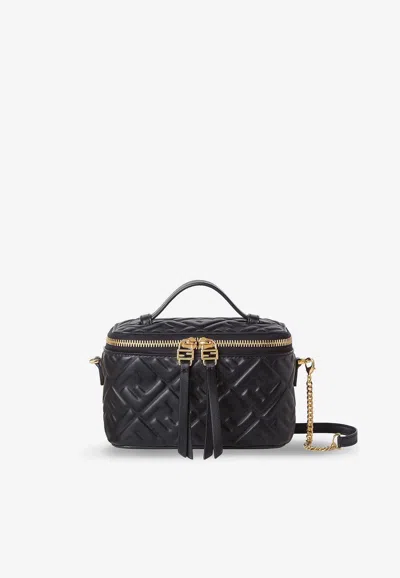 FENDI EMBOSSED FF LEATHER VANITY BAG