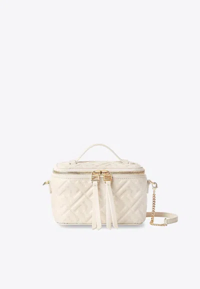 FENDI EMBOSSED FF LEATHER VANITY BAG